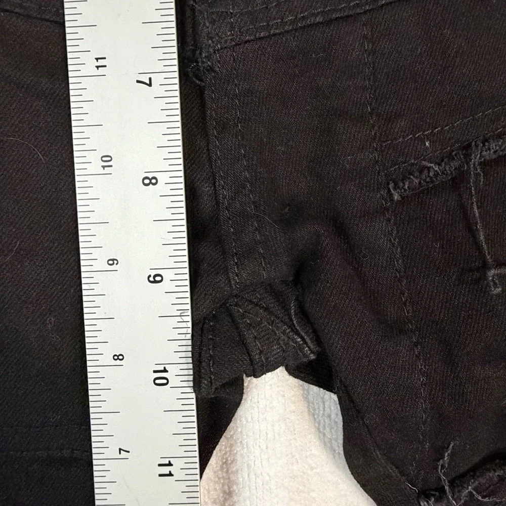 FWRD Denim Black Distressed Frayed Stacked Raw Edge Straight Slim Leg‎ Sz 30